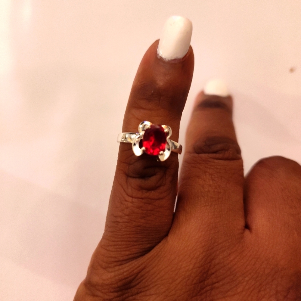 Sterling Silver Birthstone Ruby created 6.5 ring
